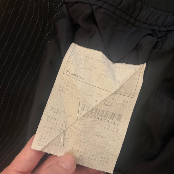 Giorgio Armani Wool Silk Blend Black Pinstripe Suit Jacket Blazer Sz 46 Borgo 21 - Picture 6 of 12